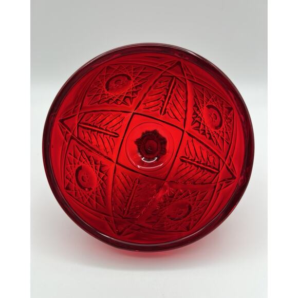 Viking Glass Dalzell Domed Hobstar Ruby Red Butter Cheese Dish Yesteryear Fancy - Picture 13 of 13